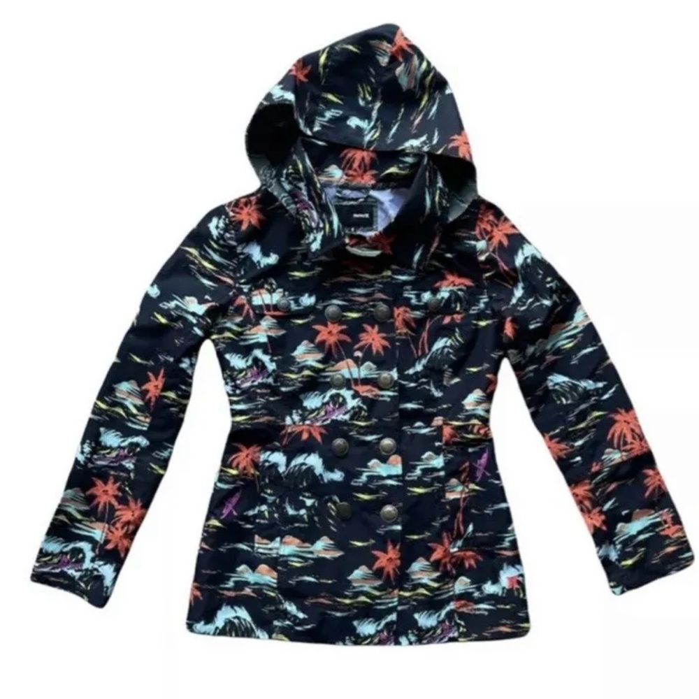 Retro Ladie's Hurley ALOHA Raincoat With Removable Camo Hood Small